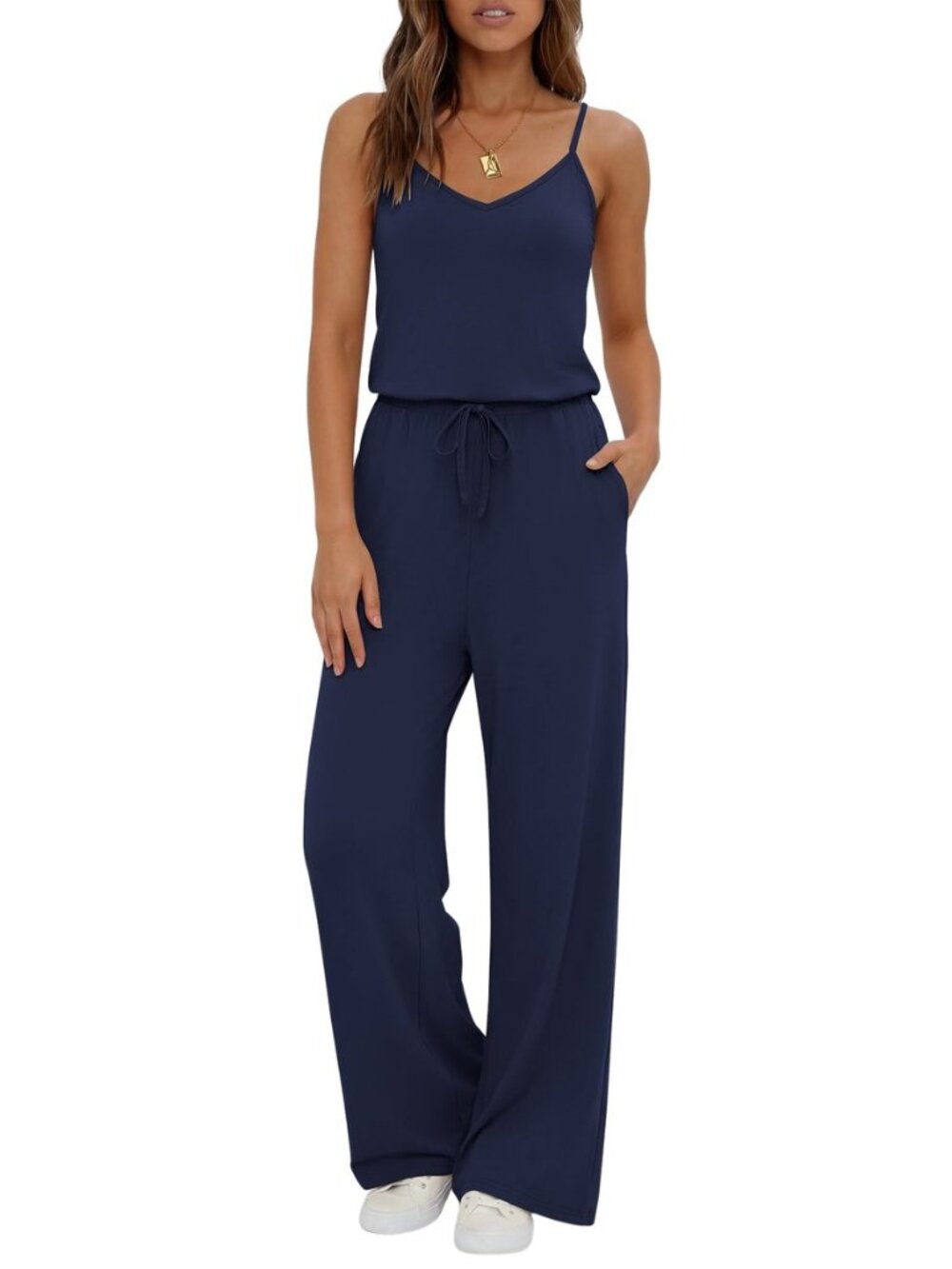 Womens Summer Jumpsuits Dressy V Neck Long Rompers Casual Jumper